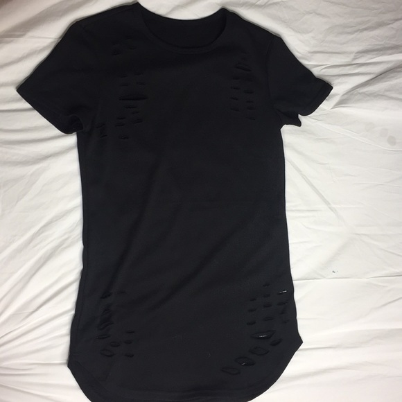 Dresses & Skirts - Black distressed mini dress